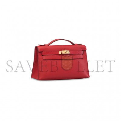 HERMÈS MASTER LEATHER KELLY POCHETTE WITH GOLD HARDWARE (22*14*7cm) 
